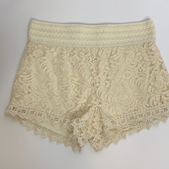 Ambiance Apparel | Cream Lace Floral Silk Underlay Elastic Waist Spring Summer - Picture 10 of 10